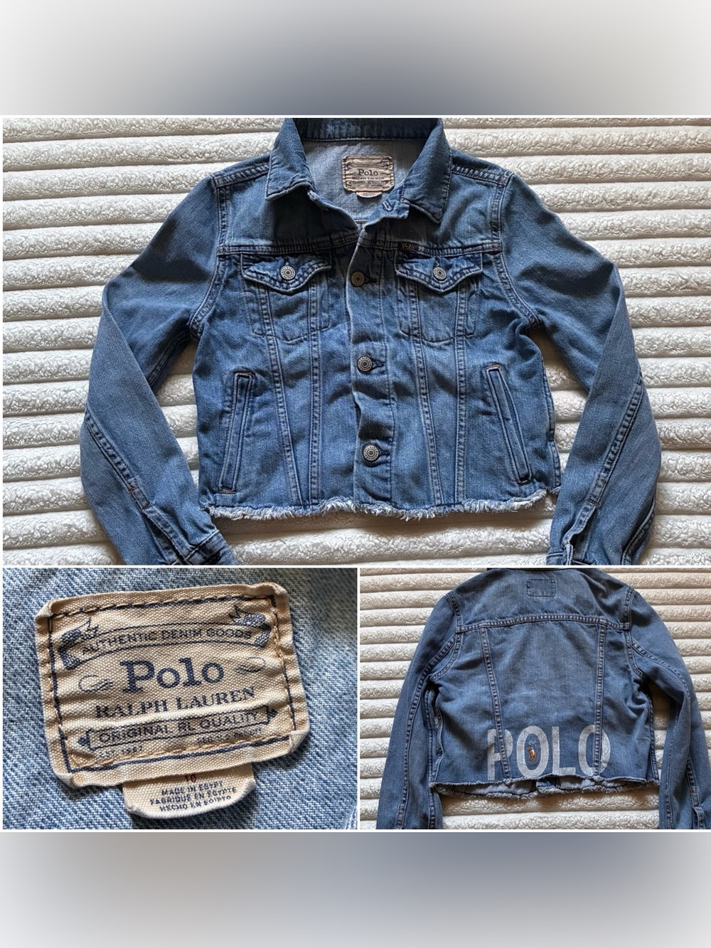 Polo Ralph Lauren Girls Cropped Denim Trucker Jacket size 10